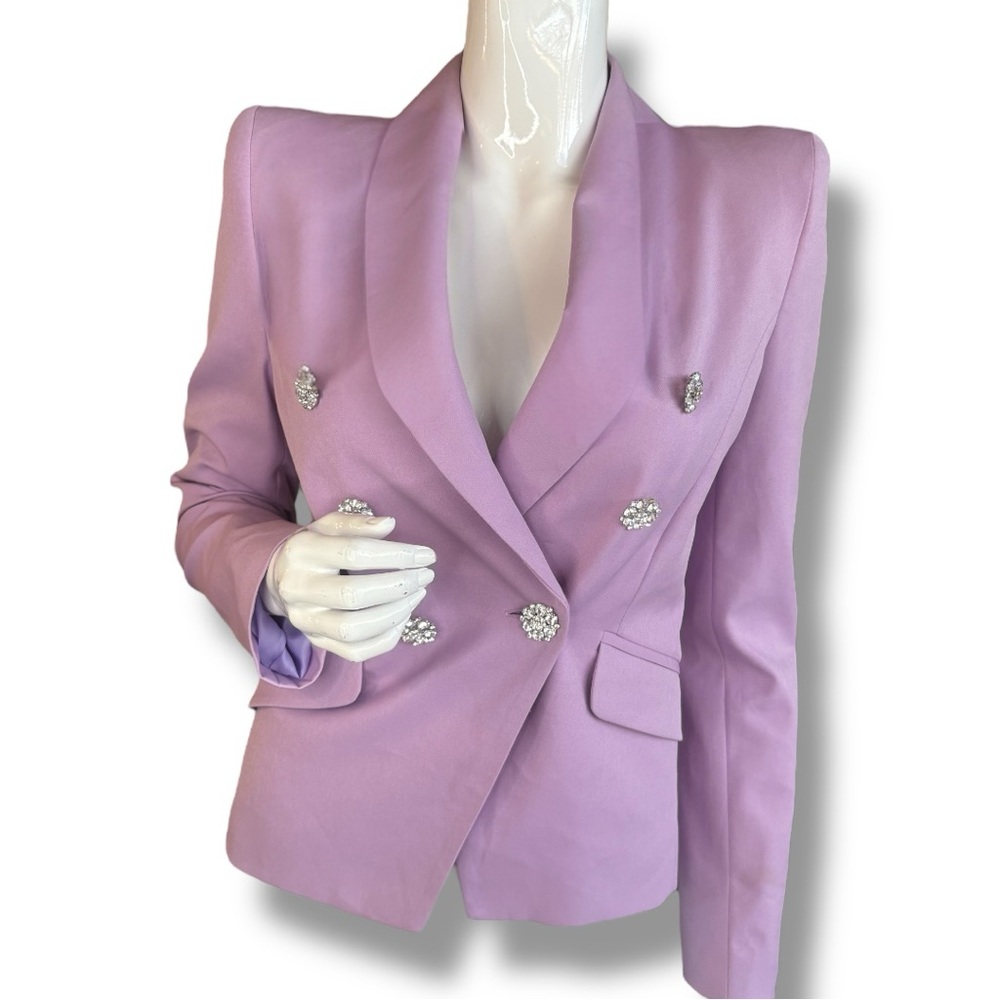 Actualee Lavender Single Breasted Blazer with Rhinestone Buttons.  Women Size S